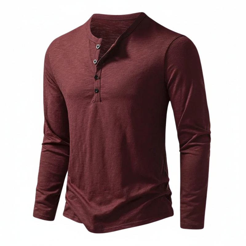 Pánské pletené henley tričko s knoflíky u výstřihu