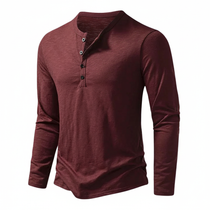 Pánské pletené henley tričko s knoflíky u výstřihu