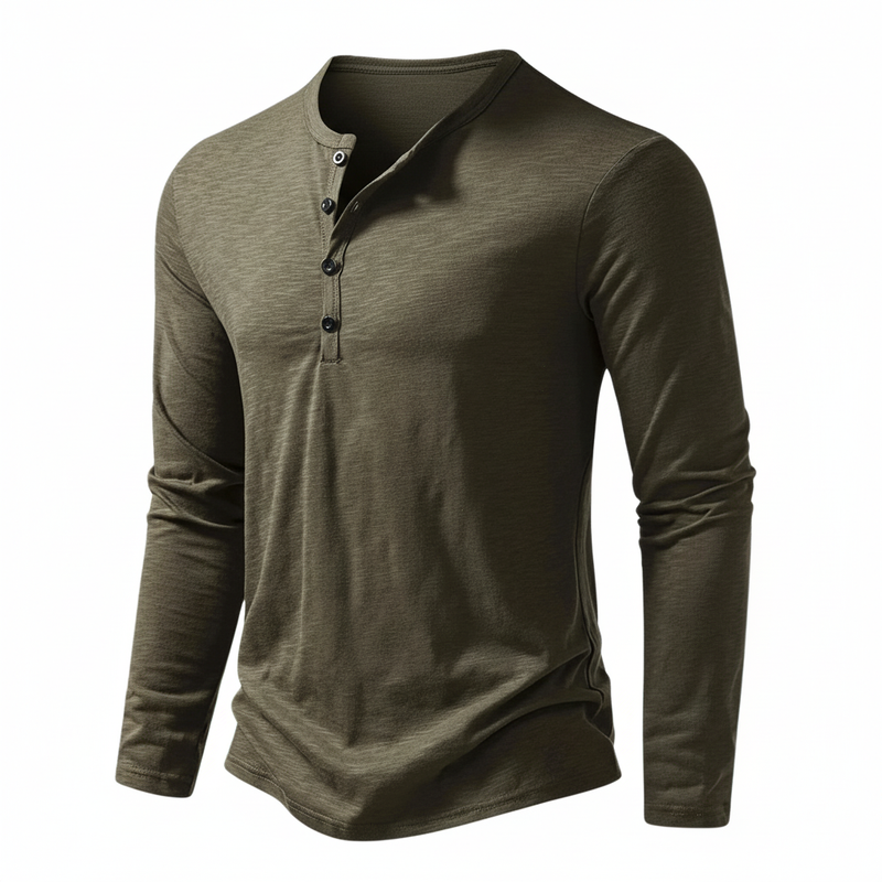 Pánské pletené henley tričko s knoflíky u výstřihu
