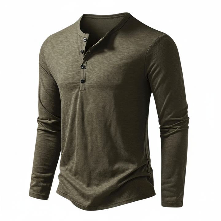 Pánské pletené henley tričko s knoflíky u výstřihu