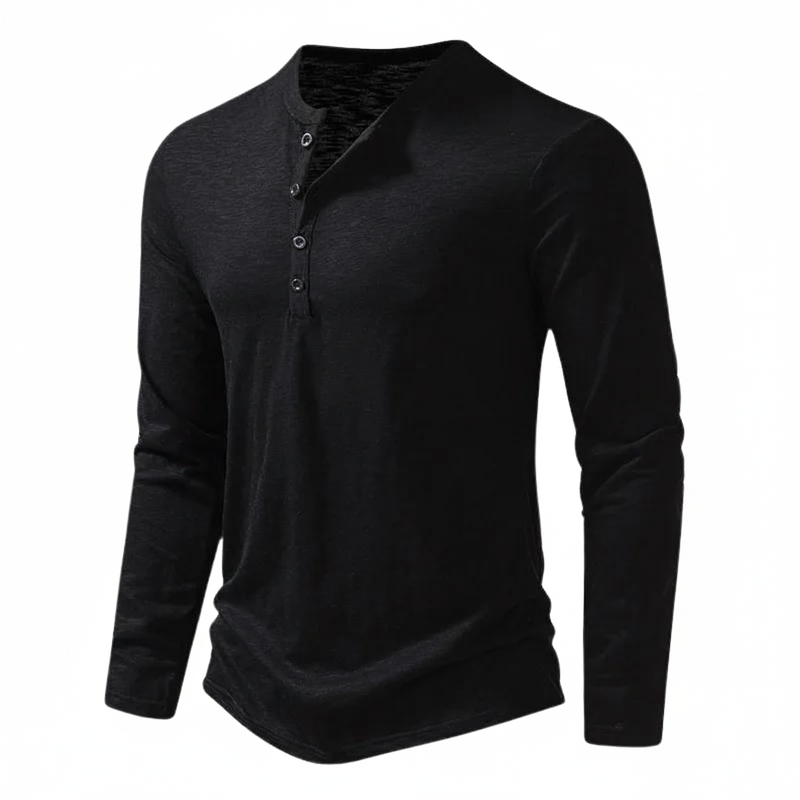 Pánské pletené henley tričko s knoflíky u výstřihu