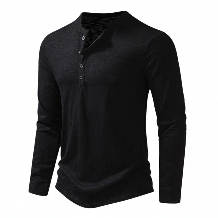 Pánské pletené henley tričko s knoflíky u výstřihu