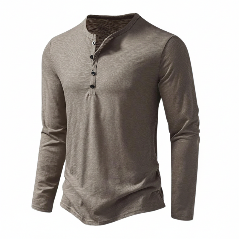 Pánské pletené henley tričko s knoflíky u výstřihu