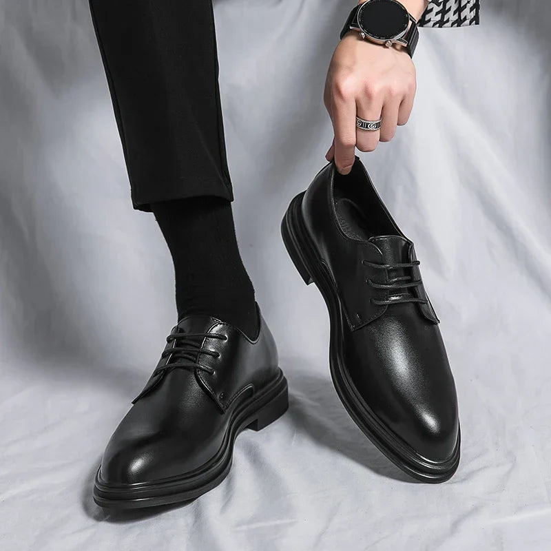 Men's Leather Derby Shoes Formal Wedding Evening Wear Business Dress Shoes