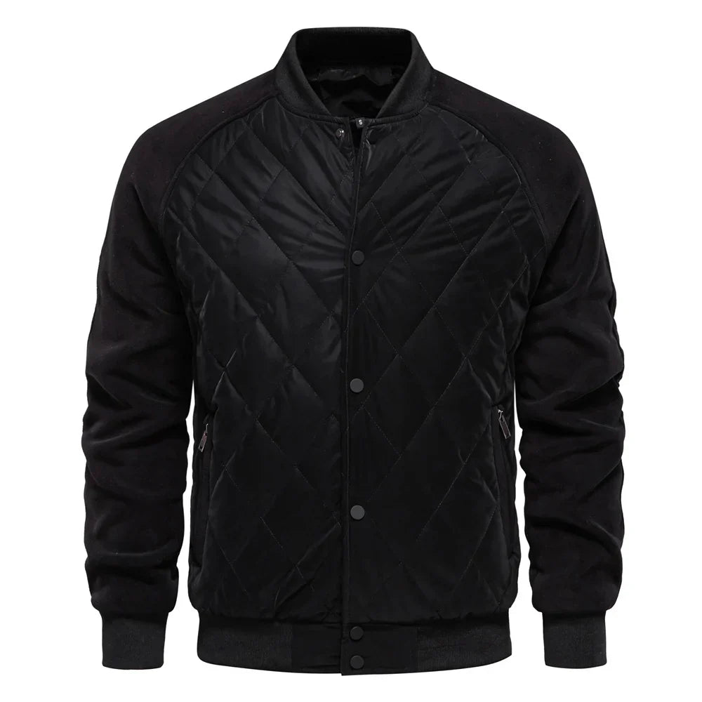 Men's Quilted Bomber Jacket Fleece Outerwear Coat