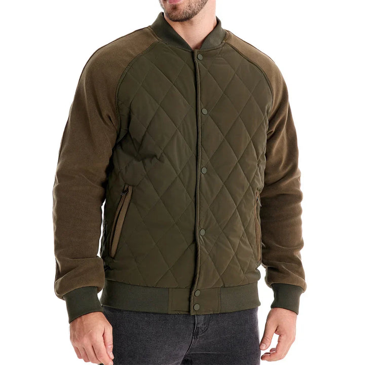 Men's Quilted Bomber Jacket Fleece Outerwear Coat
