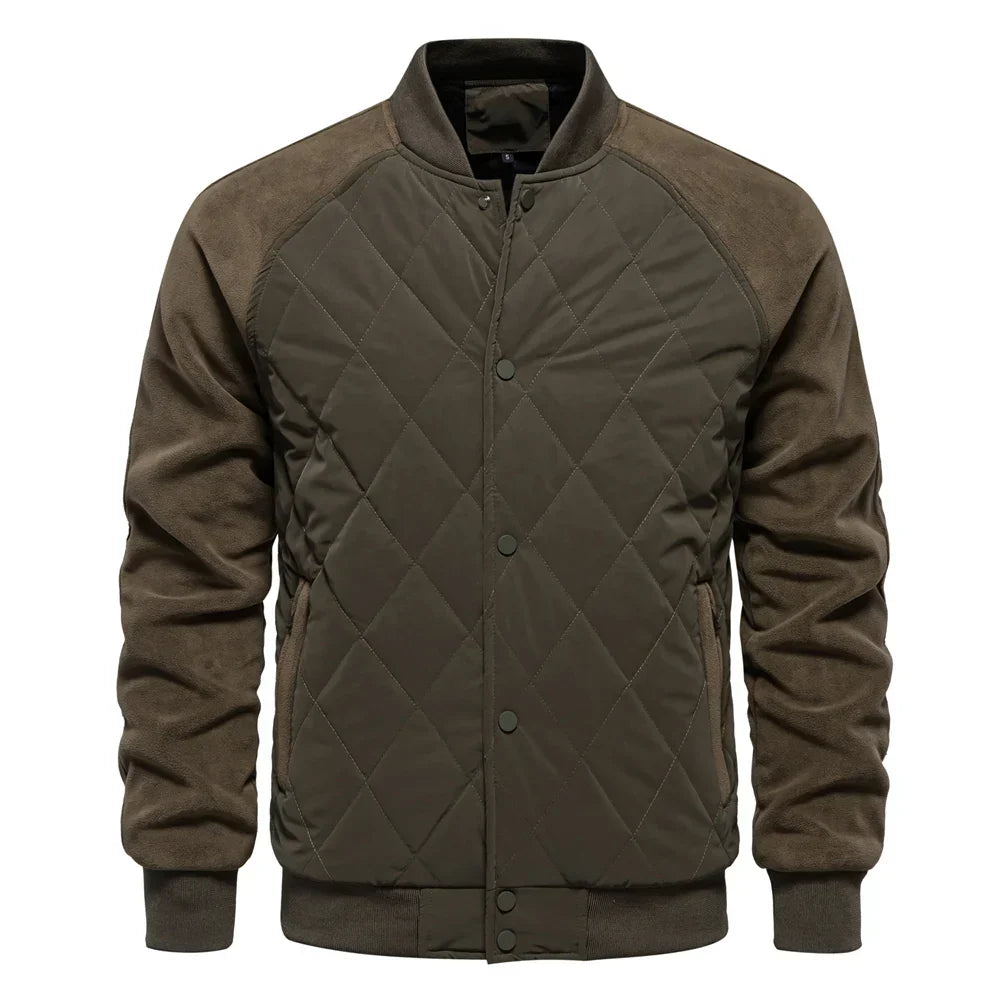 Men's Quilted Bomber Jacket Fleece Outerwear Coat