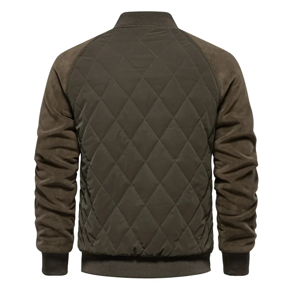 Men's Quilted Bomber Jacket Fleece Outerwear Coat