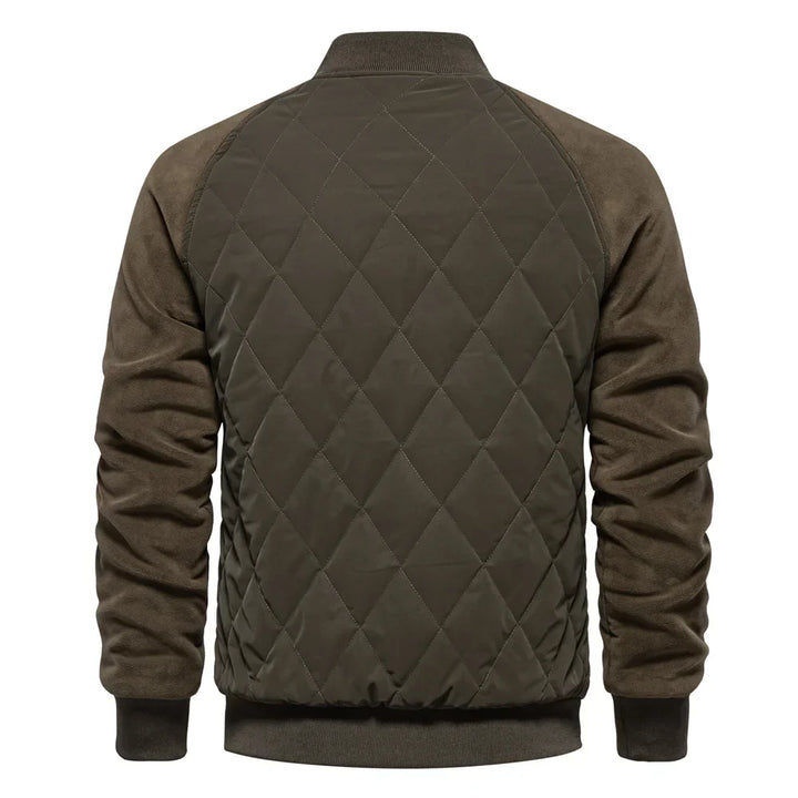 Men's Quilted Bomber Jacket Fleece Outerwear Coat