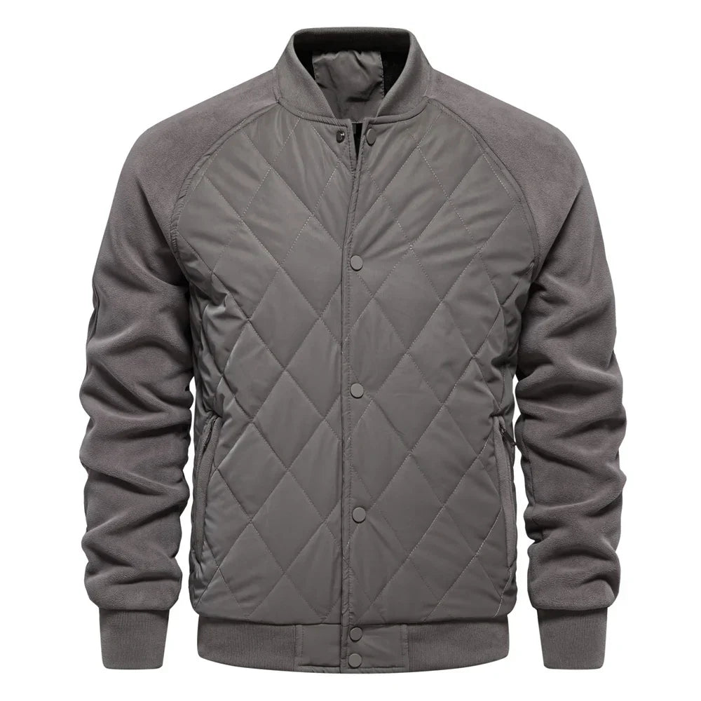 Men's Quilted Bomber Jacket Fleece Outerwear Coat
