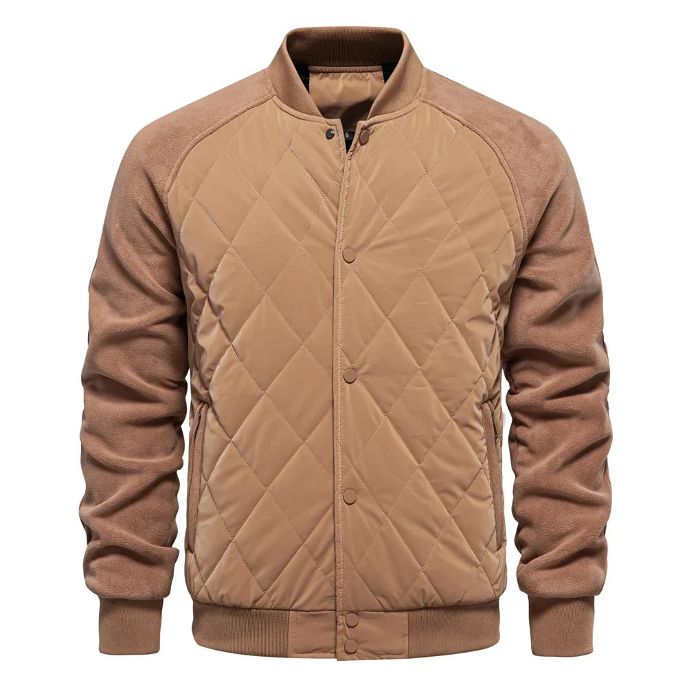 Men's Quilted Bomber Jacket Fleece Outerwear Coat