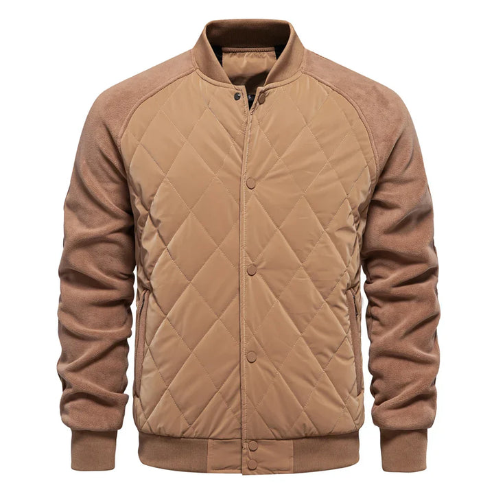 Men's Quilted Bomber Jacket Fleece Outerwear Coat