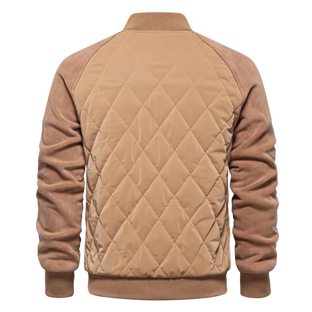 Men's Quilted Bomber Jacket Fleece Outerwear Coat