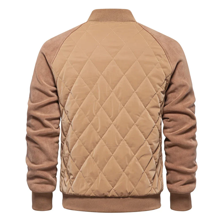 Men's Quilted Bomber Jacket Fleece Outerwear Coat