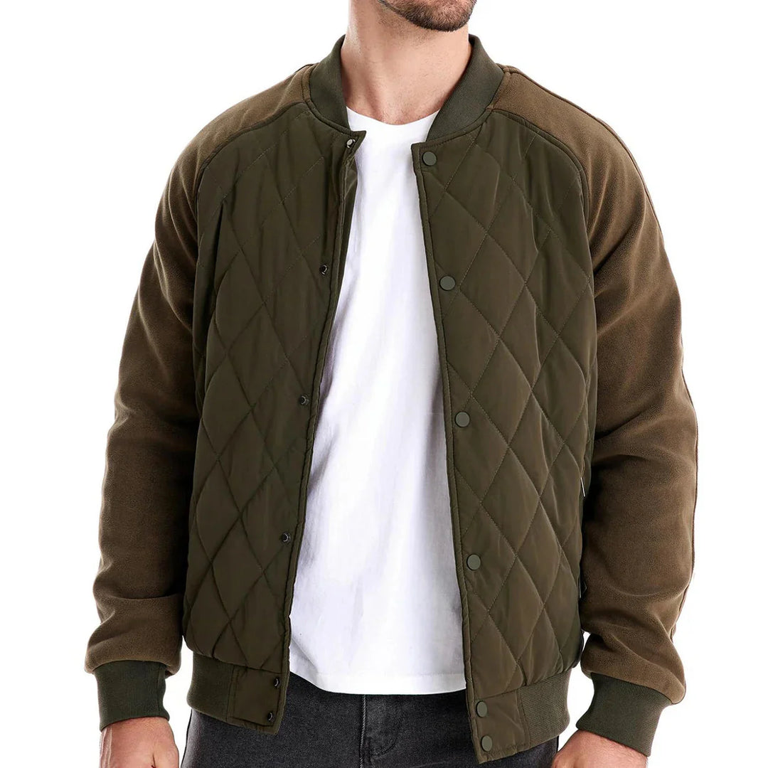 Men's Quilted Bomber Jacket Fleece Outerwear Coat