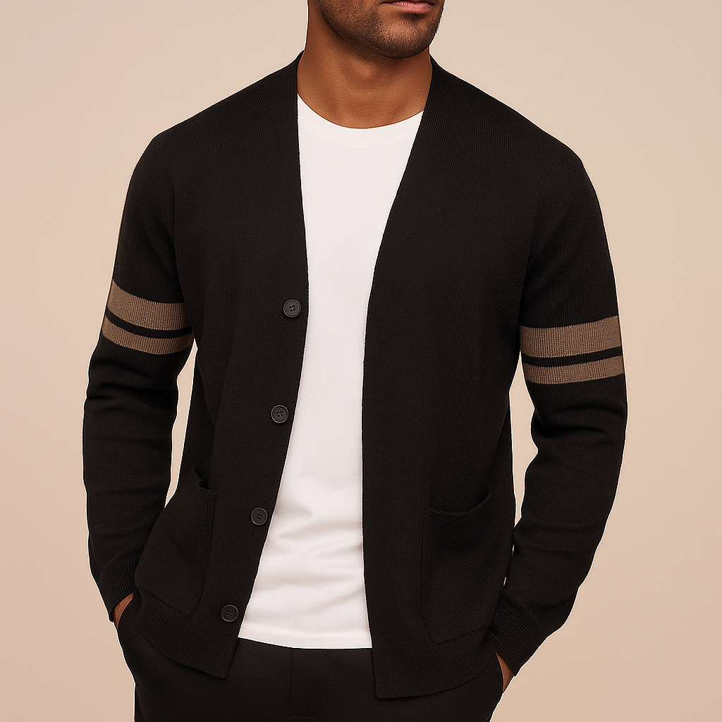 Men's Knit Button-Down Long-Sleeve Cardigan