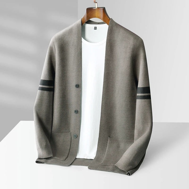 Men's Knit Button-Down Long-Sleeve Cardigan