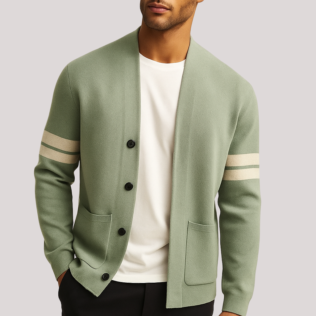 Men's Knit Button-Down Long-Sleeve Cardigan