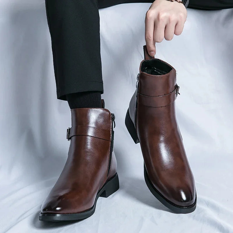 Men's Leather Chelsea Boots Formal Ankle Dress Shoes