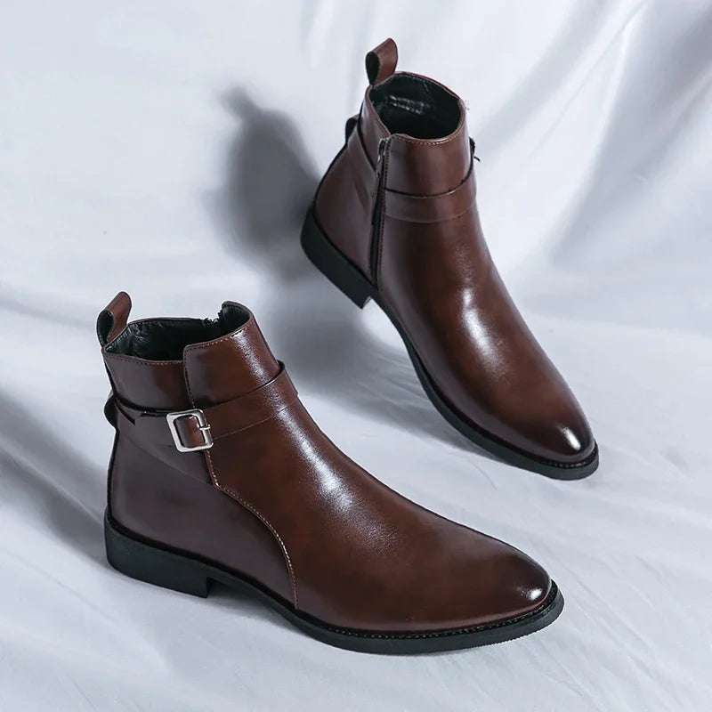 Men's Leather Chelsea Boots Formal Ankle Dress Shoes
