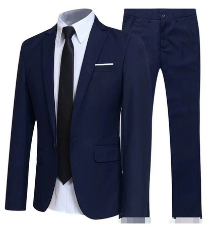 Men's Wool Mix Two-Piece Classic Fit Formal Suit Blazer and Trousers