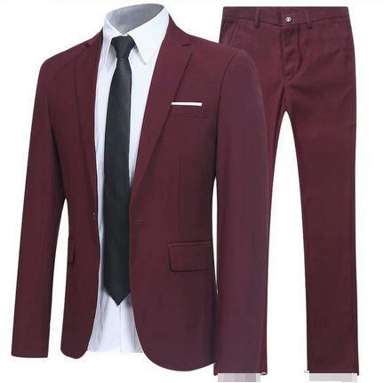 Men's Wool Mix Two-Piece Classic Fit Formal Suit Blazer and Trousers