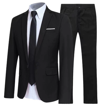 Men's Wool Mix Two-Piece Classic Fit Formal Suit Blazer and Trousers