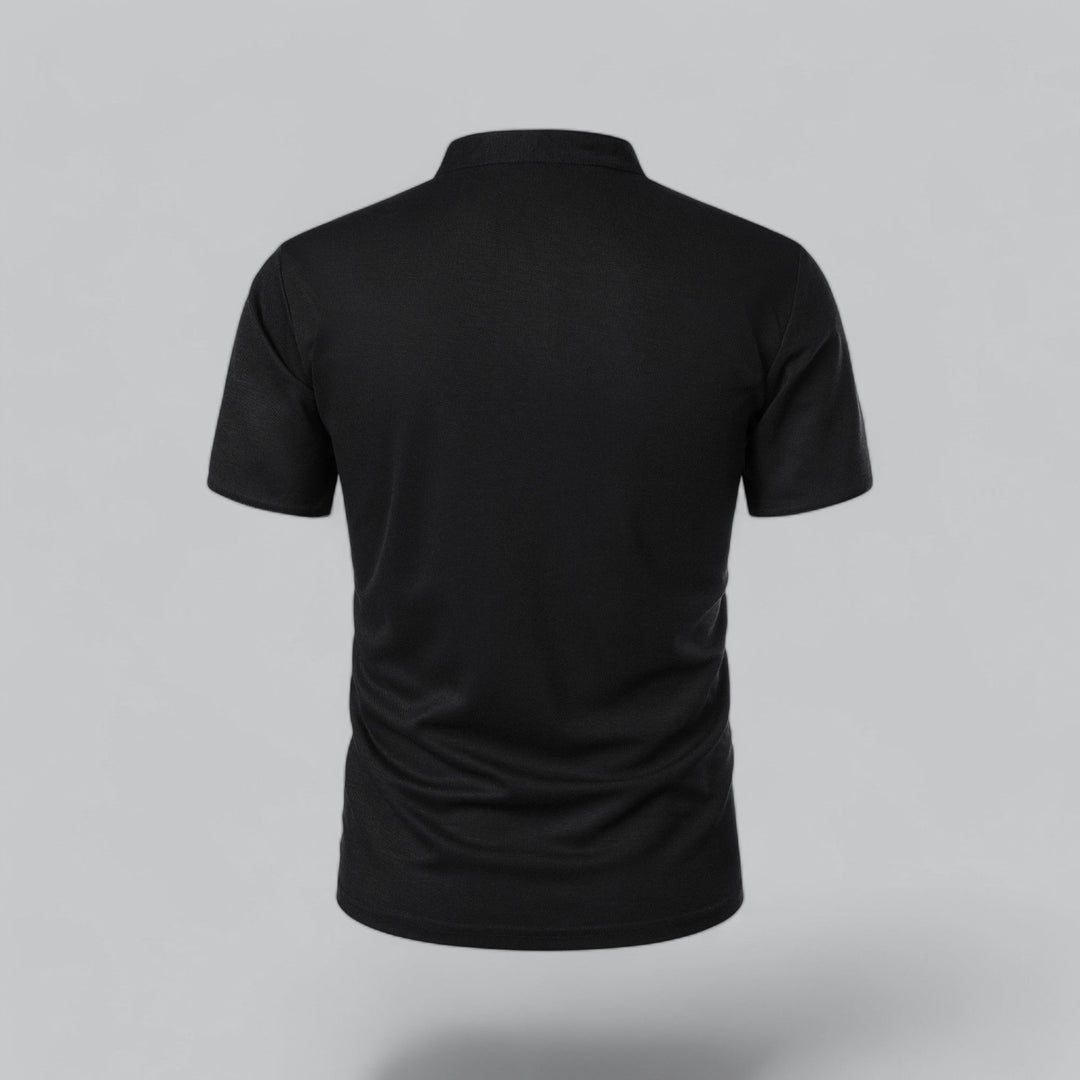 Men's Linen Mandarin Collar Short Sleeve Polo Shirt