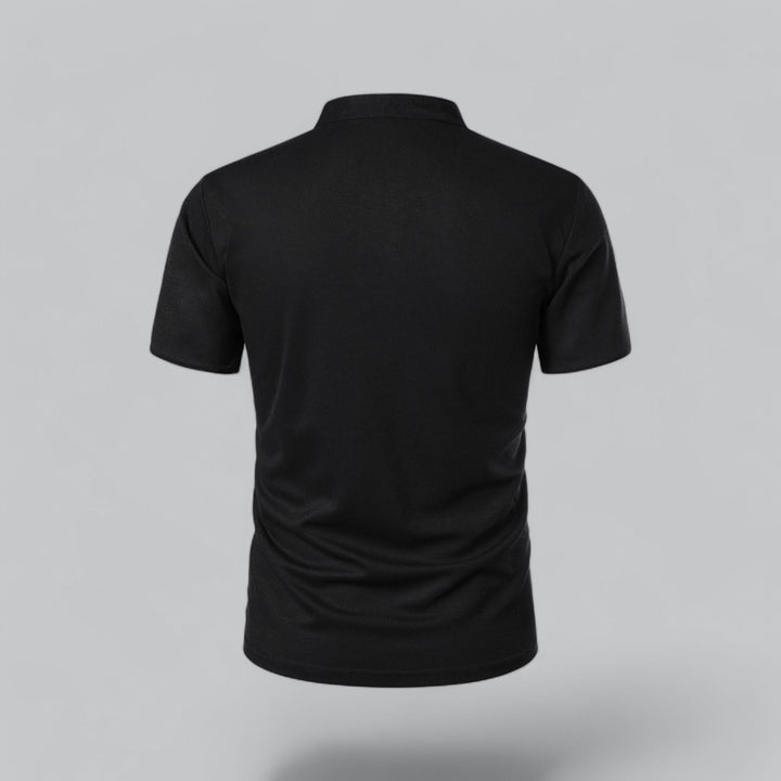 Men's Linen Mandarin Collar Short Sleeve Polo Shirt