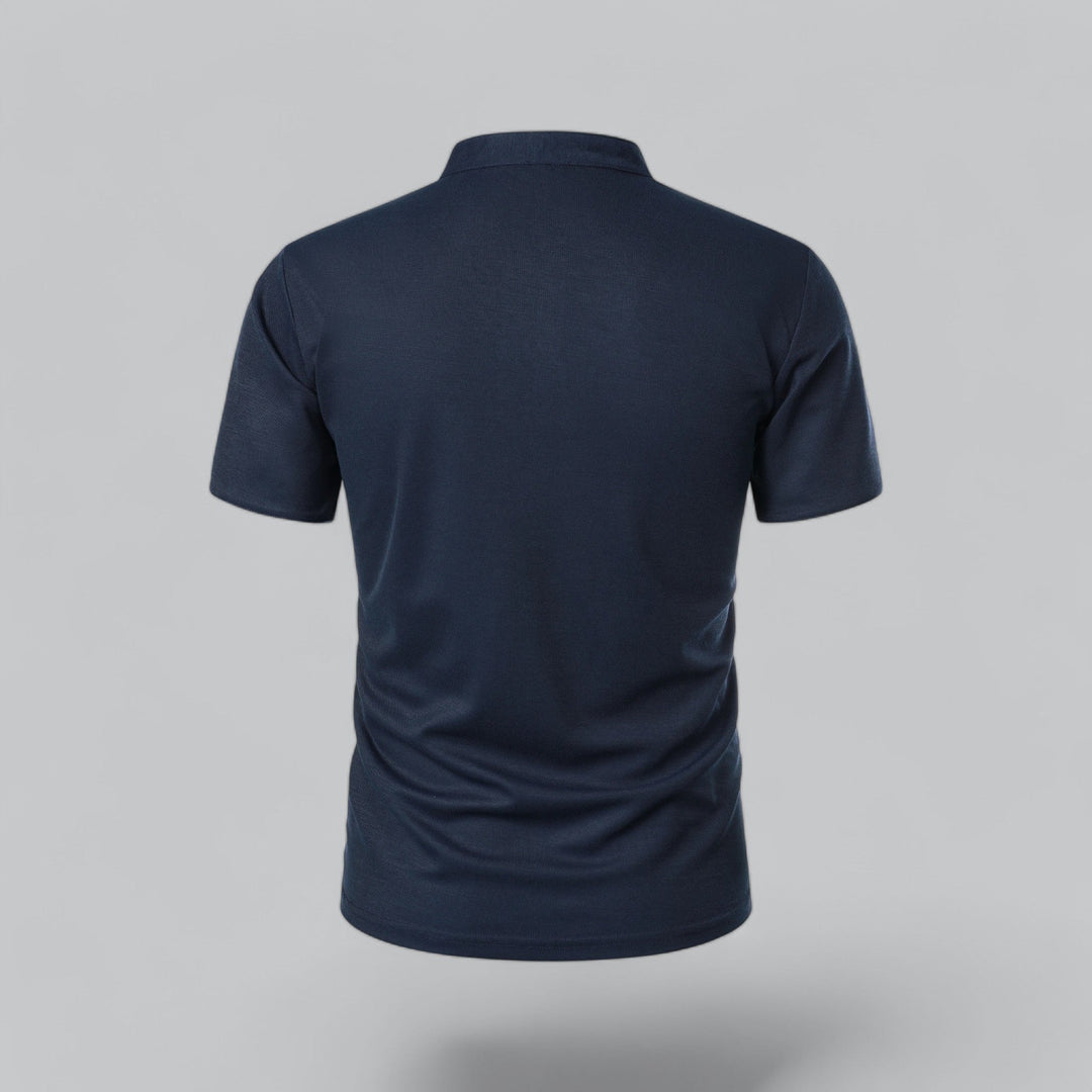 Men's Linen Mandarin Collar Short Sleeve Polo Shirt