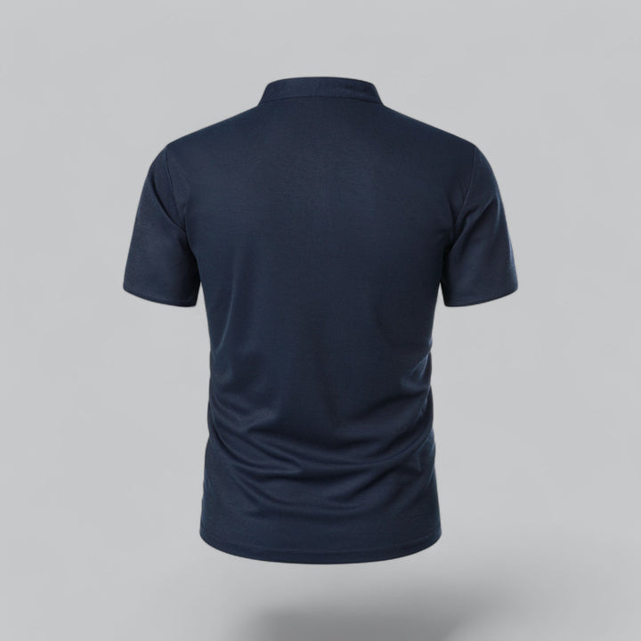 Men's Linen Mandarin Collar Short Sleeve Polo Shirt