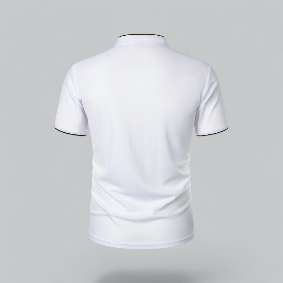 Men's Linen Mandarin Collar Short Sleeve Polo Shirt