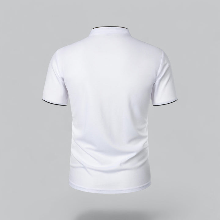 Men's Linen Mandarin Collar Short Sleeve Polo Shirt