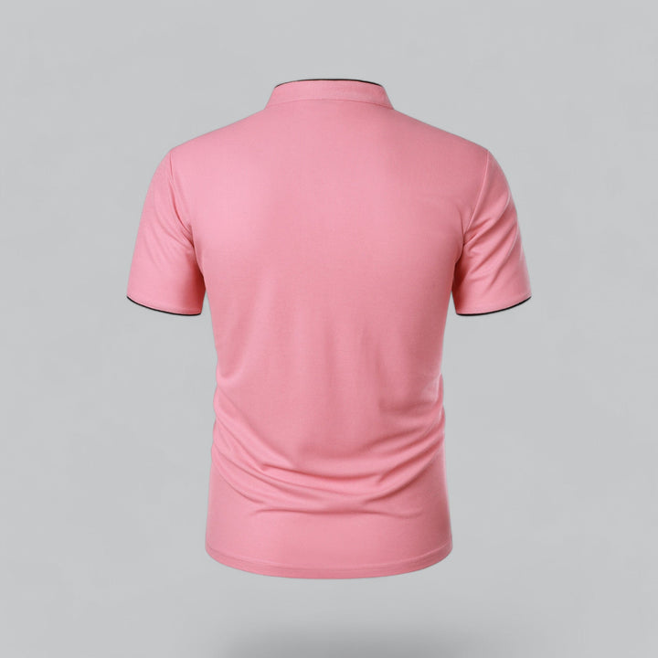 Men's Linen Mandarin Collar Short Sleeve Polo Shirt