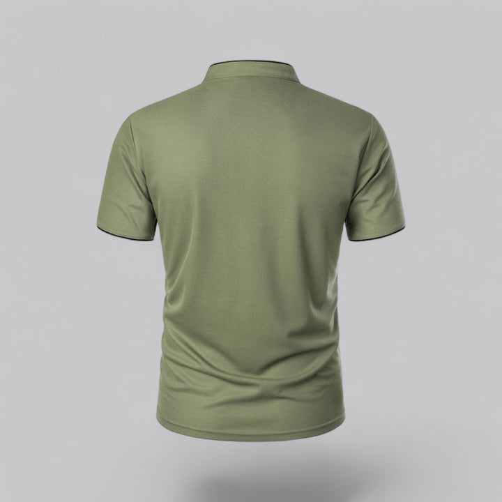 Men's Linen Mandarin Collar Short Sleeve Polo Shirt