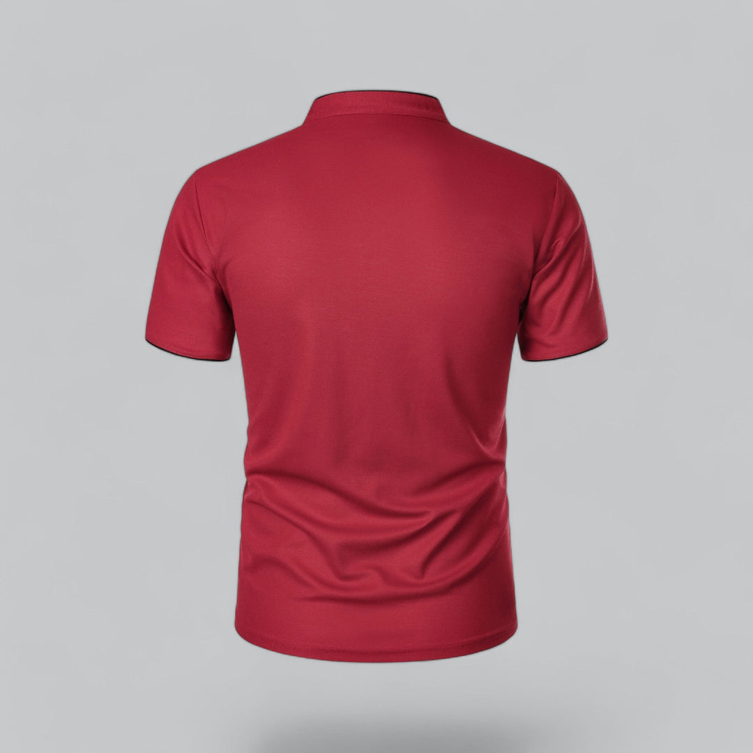Men's Linen Mandarin Collar Short Sleeve Polo Shirt