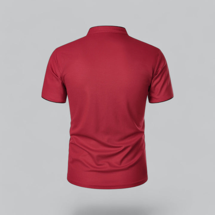 Men's Linen Mandarin Collar Short Sleeve Polo Shirt