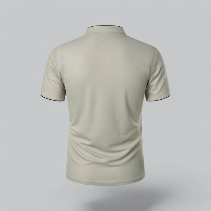 Men's Linen Mandarin Collar Short Sleeve Polo Shirt