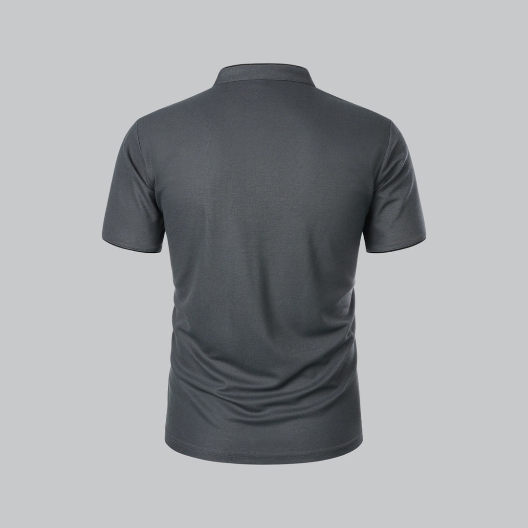Men's Linen Mandarin Collar Short Sleeve Polo Shirt