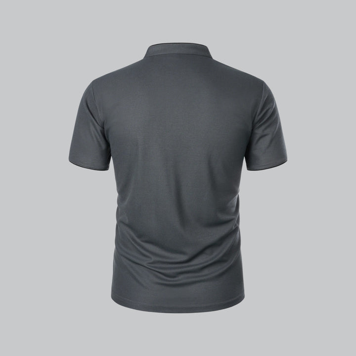 Men's Linen Mandarin Collar Short Sleeve Polo Shirt