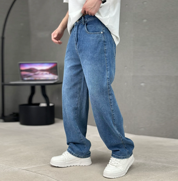 Jeans Men's Denim Baggy Wide Leg Relaxed Fit Pants