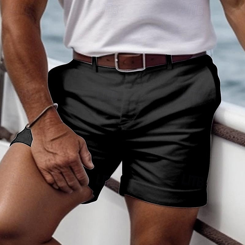 Men's Linen Slim Fit Chino Shorts Lightweight Casual Tailored