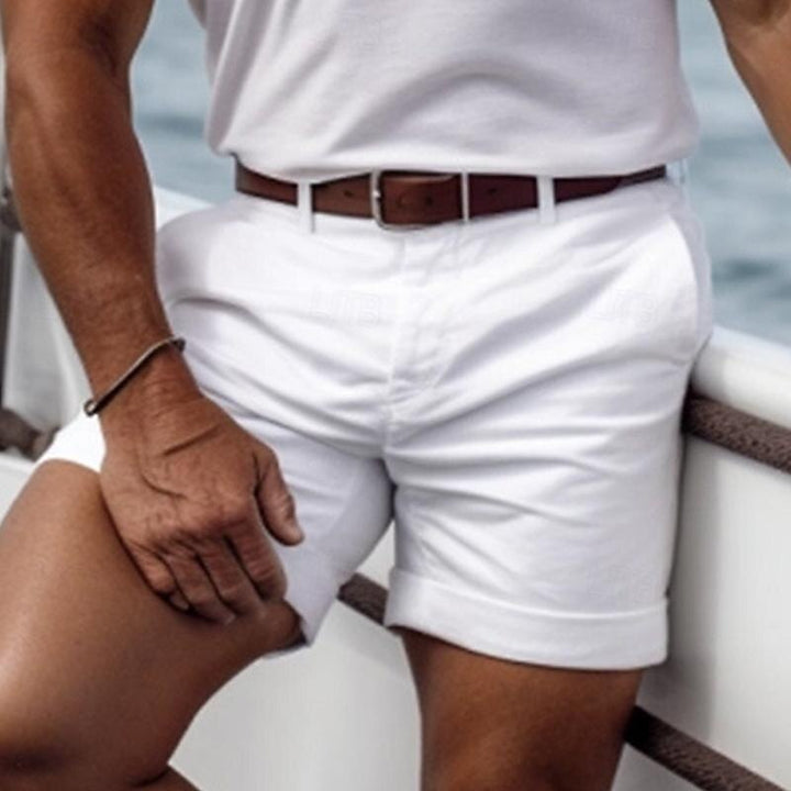 Men's Linen Slim Fit Chino Shorts Lightweight Casual Tailored