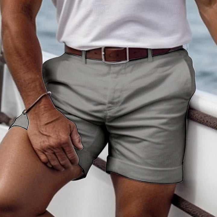 Men's Linen Slim Fit Chino Shorts Lightweight Casual Tailored