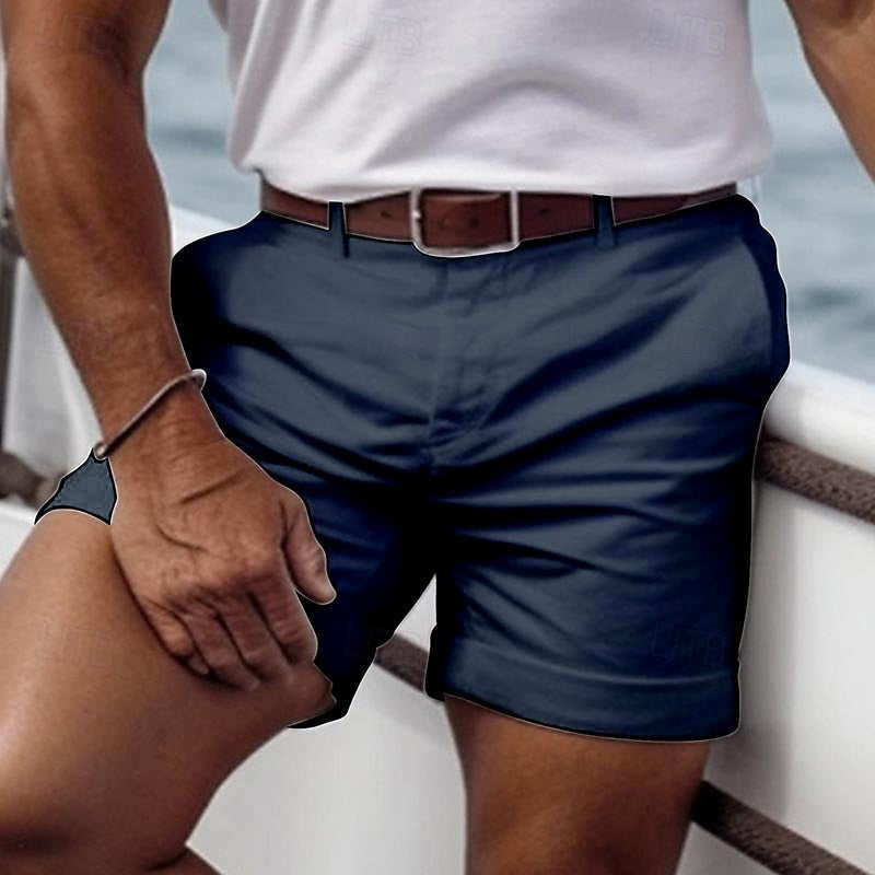 Men's Linen Slim Fit Chino Shorts Lightweight Casual Tailored