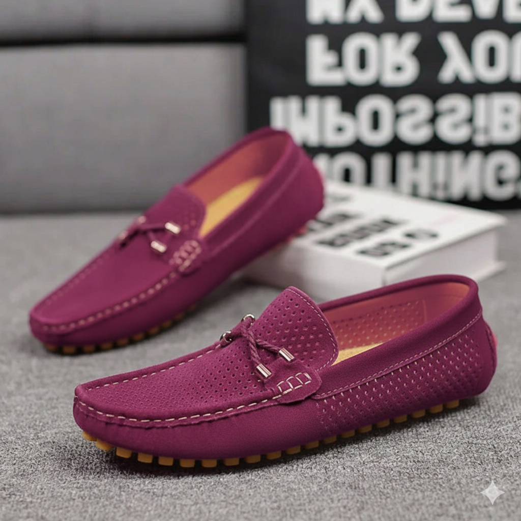 Men's Leather Loafers Breathable Slip On Shoes