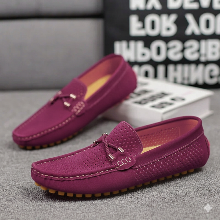 Men's Leather Loafers Breathable Slip On Shoes