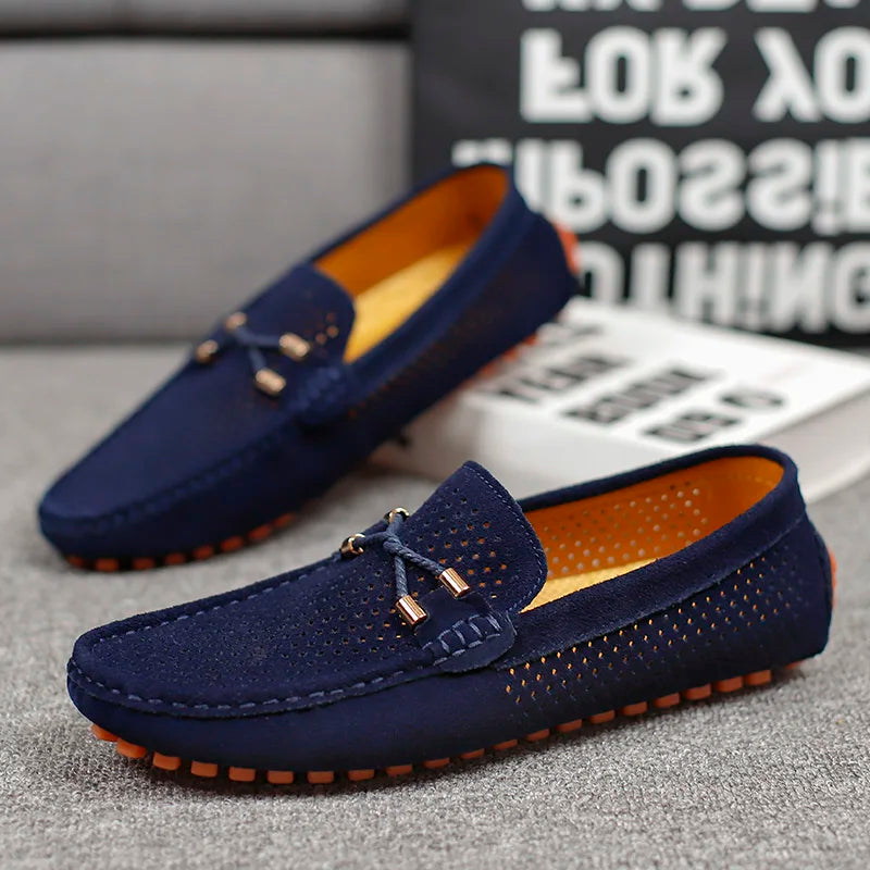 Men's Leather Loafers Breathable Slip On Shoes