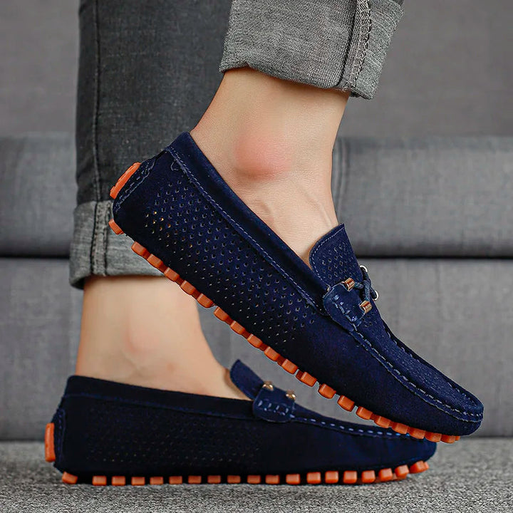 Men's Leather Loafers Breathable Slip On Shoes