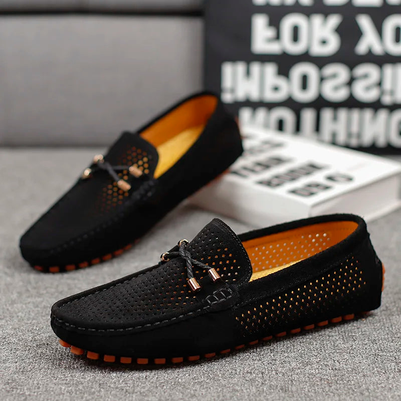 Men's Leather Loafers Breathable Slip On Shoes